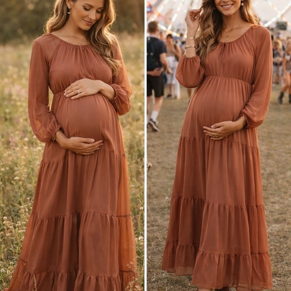 Elegant Rust Maxi Dress - Picture 5 of 5